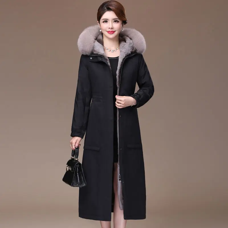 Women Winter Parkas 2022 New Female Premium Quality Overcoat Thicken Fashion Coat Imitate Fox Fur Collar Long Jacket A576