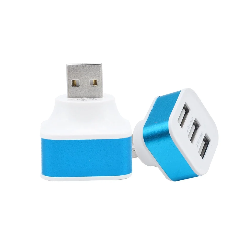 USB2.0 HUB عالية السرعة 3 منافذ المحمولة سبائك الألومنيوم ABS الهاتف الفاصل محولات تدوير التوصيل المحمولة لون عشوائي الساخن
