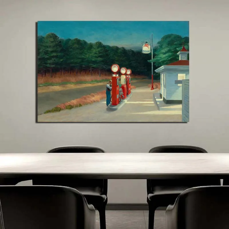 Combination wall art Edward Hopper Canvas Painting Idealism Picture Print Gasoline Poster Home Decor Nordic Style Living Room