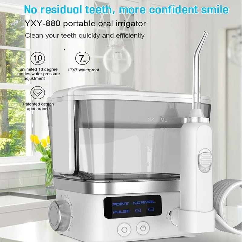 600ml Water Flosser Rechargeable Oral Irrigator 2 Jet Tips 600ml Dental Water Flosser With 10-degree For Teeth Cleaning