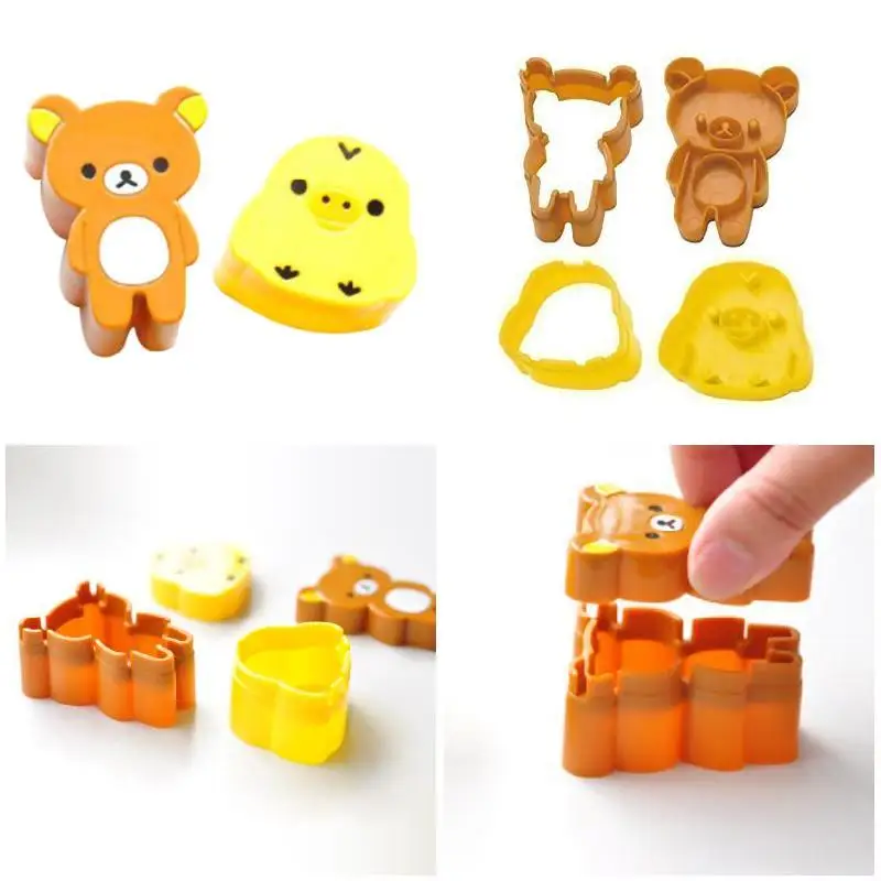 1 Pair Cute Cartoon Rilakkuma Chicken Rice Ball Mold Bread Biscuit Diy Modeling Mold Kids Meal Sushi Rice Ball Bento Mold