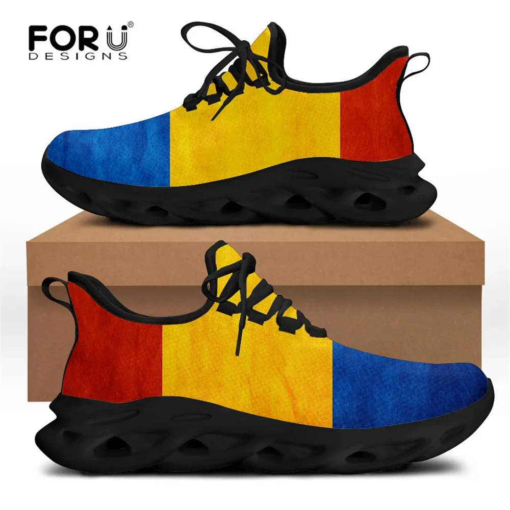 

FORUDESIGNS Men's Shoes Casual Flag Of Romania Prints Design Lace-up Breathable Wear-resistant Autumn Sneakers for Teen Boys Men