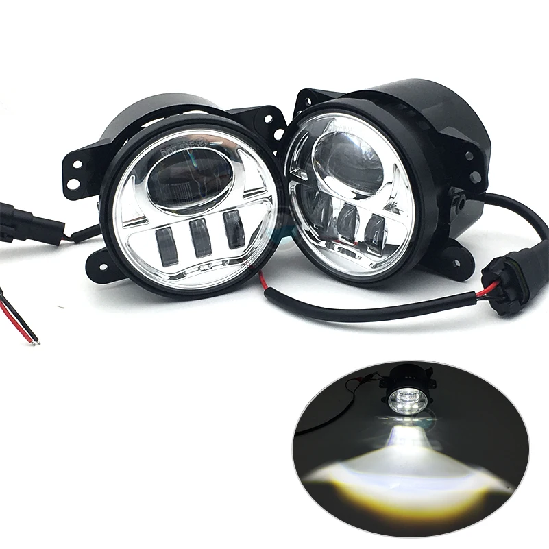 2PCS 4Inch Round Led Fog Lights 6000K Off Road Fog Lamps For Jeep Wrangler JK TJ LJ Grand Cherokee.