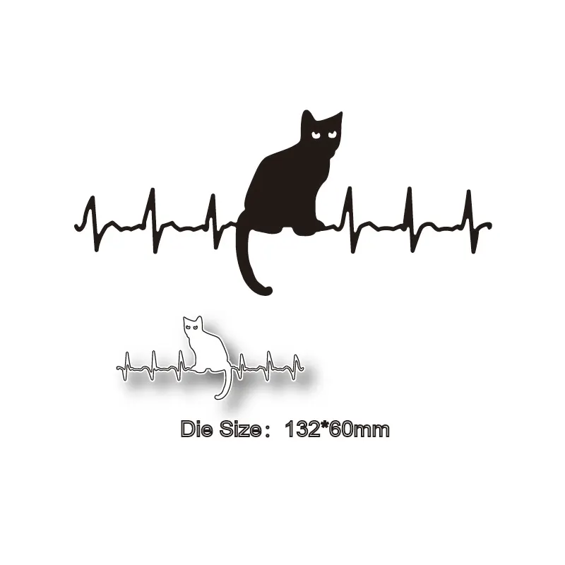 متموج خط القط الحيوان 2022 جديد المعادن قطع قالب يموت يموت الديكور خلفية سجل القصاصات تحية Diy بها بنفسك بطاقة الحرف