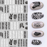 Animal Nail Stickers Manicure Zebra Leopard Print Alphabet Pattern Design Decor Sliders Decals Beauty Tools