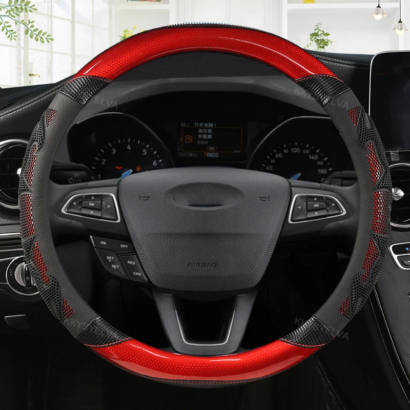 

Автомобильное углеродное волокно + кожа, 38 см, фотозащита от скольжения для Ford Focus 2 3 MK1 MK2 MK3, автомобильные аксессуары для интерьера