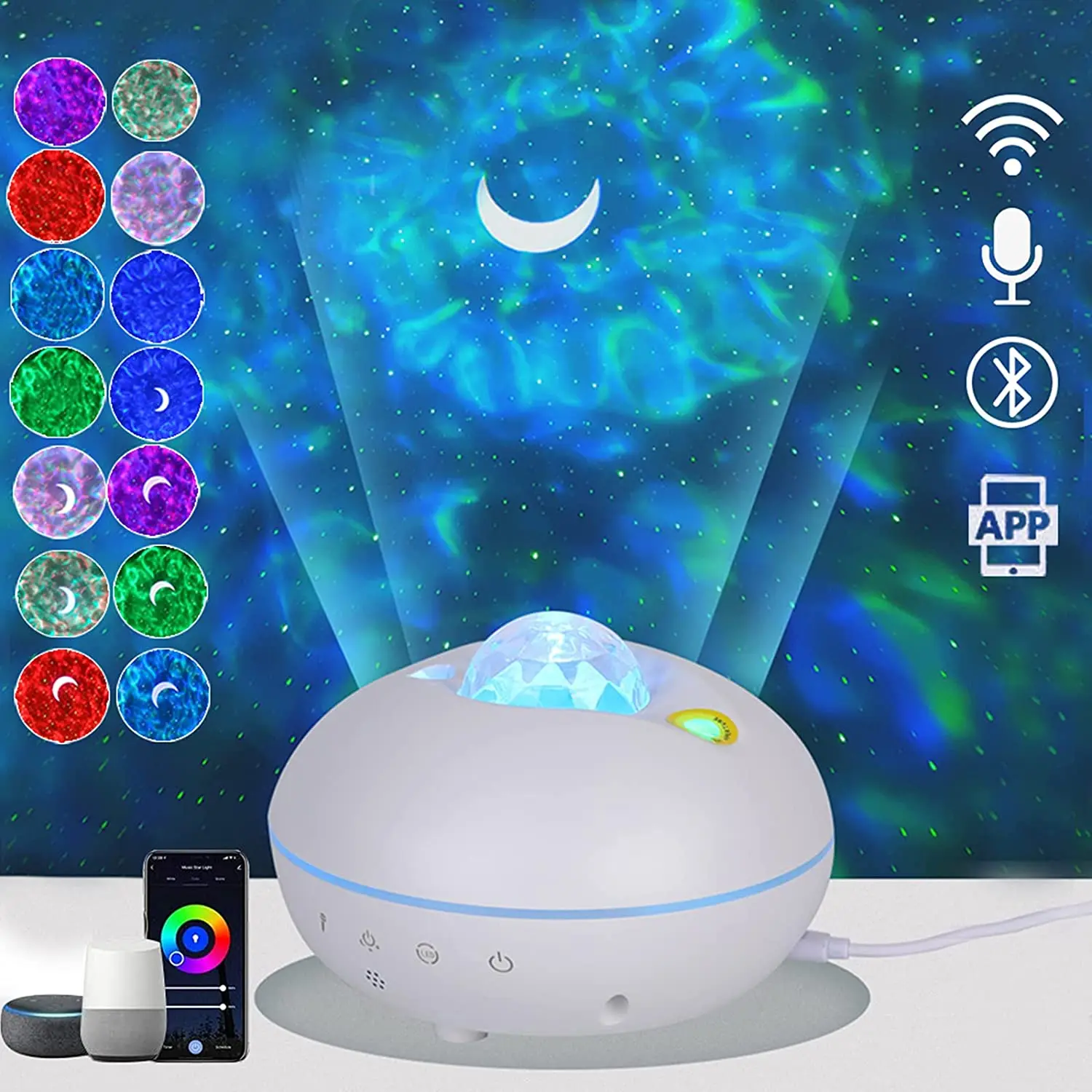 

Tuya WIFI Smart Starry Galaxy Moon Projector LED Light Works With Alexa Google Room Christmas Decoration for Kids Christmas Gift