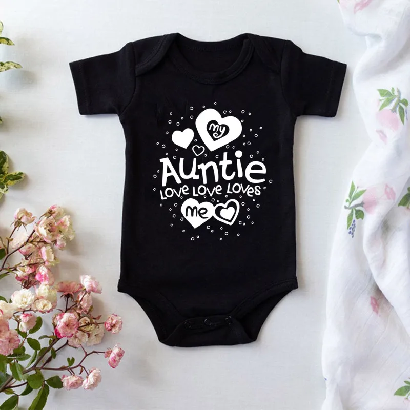 

2021 New Baby Clothes My Auntie Love Me Baby Romper Cotton Newborn Boy Girl Bodysuit Gift for Baby