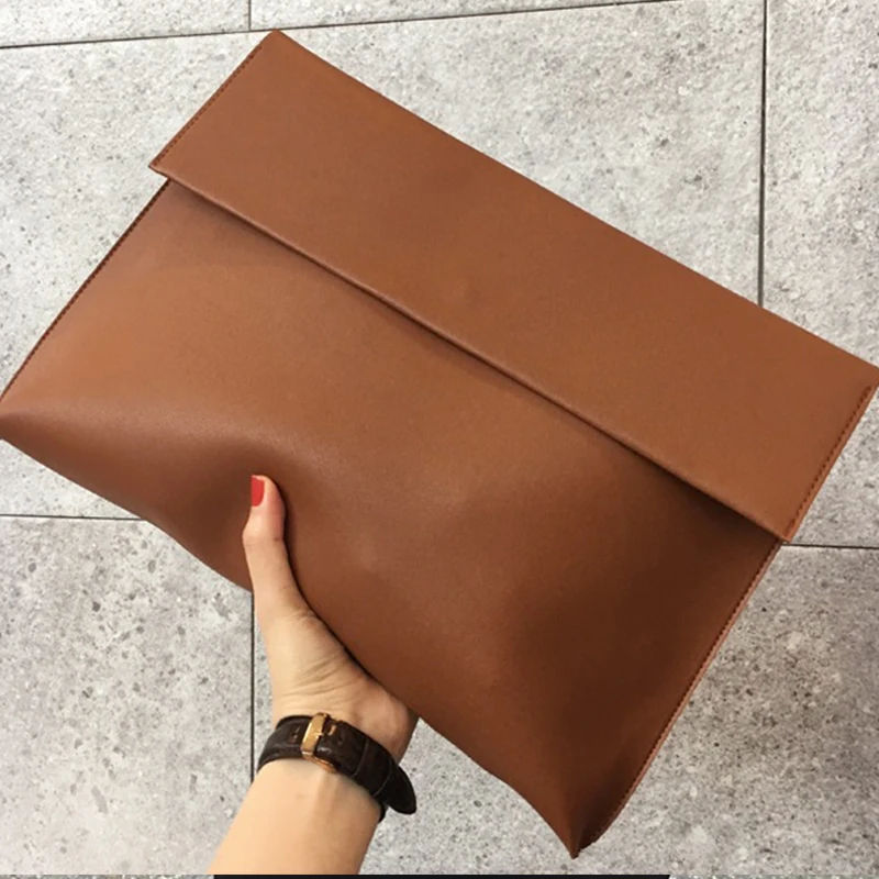 Vintage Business Women\'s Briefcase Leather Clutch Handbag Women Totes Shoulder Daily Office Bags for Female Envelope Briefcases