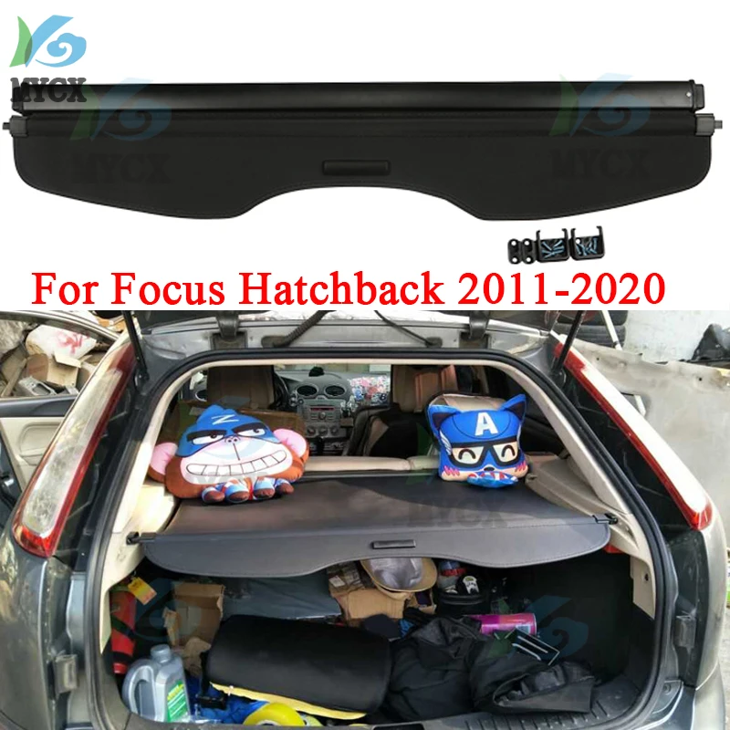 Rear Trunk Cargo Cover For Ford Focus Hatchback 2011 2012 2013 2014 2015 -2019 High Qualit Car Security Shield Accessories