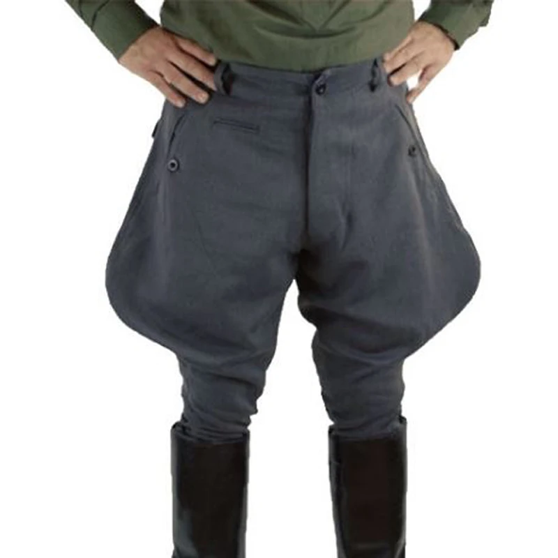 YUTU&MM Medium gray  breeches, spring new retro casual knight breeches, boots pants, feet pants, lovers 9 minutes pants