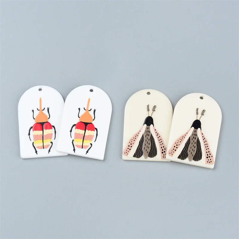 6PCS/lot Acetate Colorful Insects With Wings Jewelry Accessories Hand Made Earrings Connectors DIY Pendant Components Charms