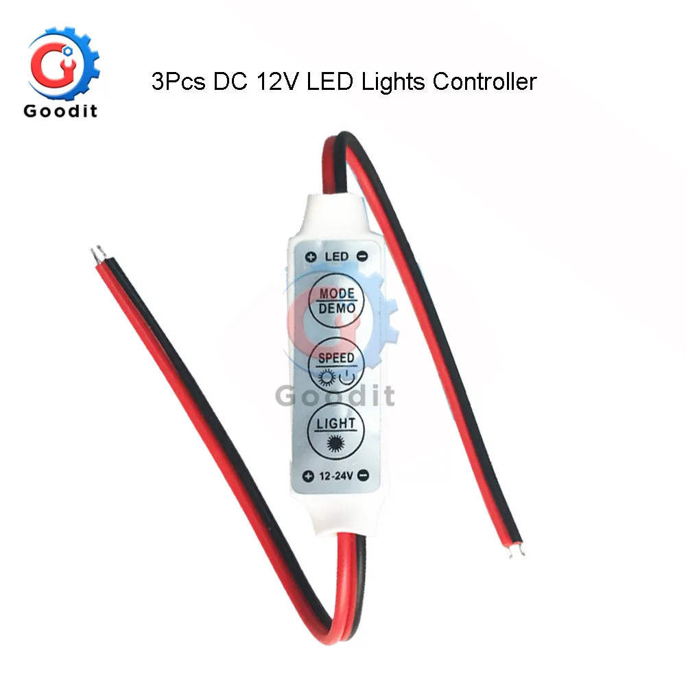 3Pcs DC 12V LED Lights Controller Remote Controller RGB LED Strip 3-Keys for SMD 5050 3528 5630 LED Strip Light