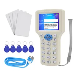 Lector de tarjetas inteligentes NFC de 10 frecuencias, escritor, copiadora RFID, duplicador, 125KHz, 13,56 MHz, programador USB Fob, copia de tarjeta clave encriptada UID