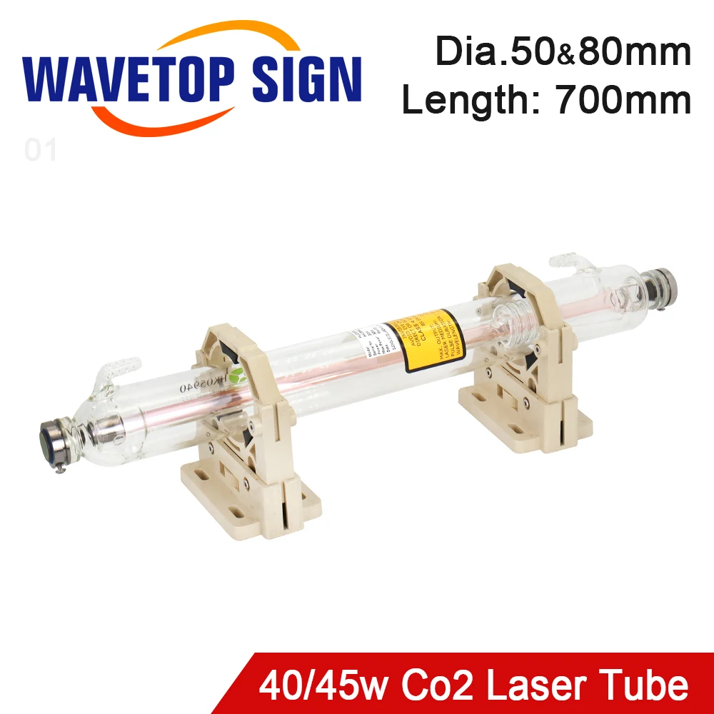 

WaveTopSign 40W 45W Co2 Glass Laser Tube Dia.50 or 80mm Length 700mm Glass Laser Lamp for CO2 Laser Engraving and Cutter Machine