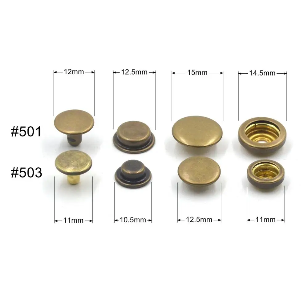 KALASO #501 #503 Good Quality Brass Material Snap Fasteners Buttons Pressure Dies Mould Tool 12.5mm 15mm For DIY Craft Supplies