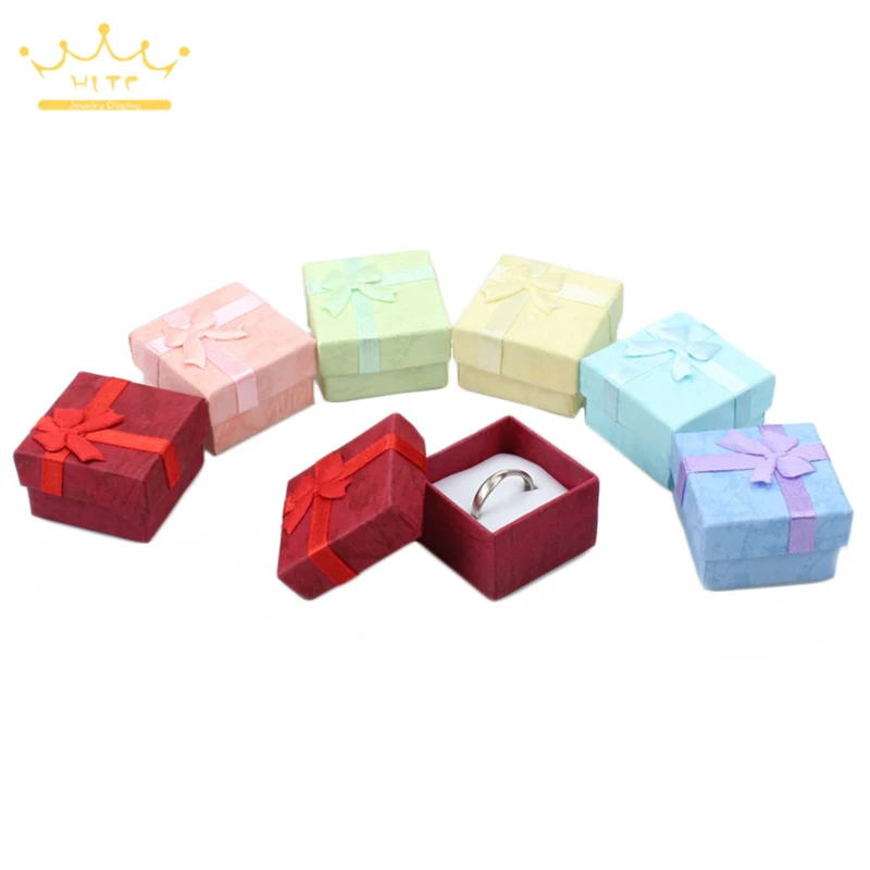 

Paper Jewelry Box Colorful Bow Wedding Earrings Organizer Storage Party Gift Box Ring Box Wholesale 12pcs/lot