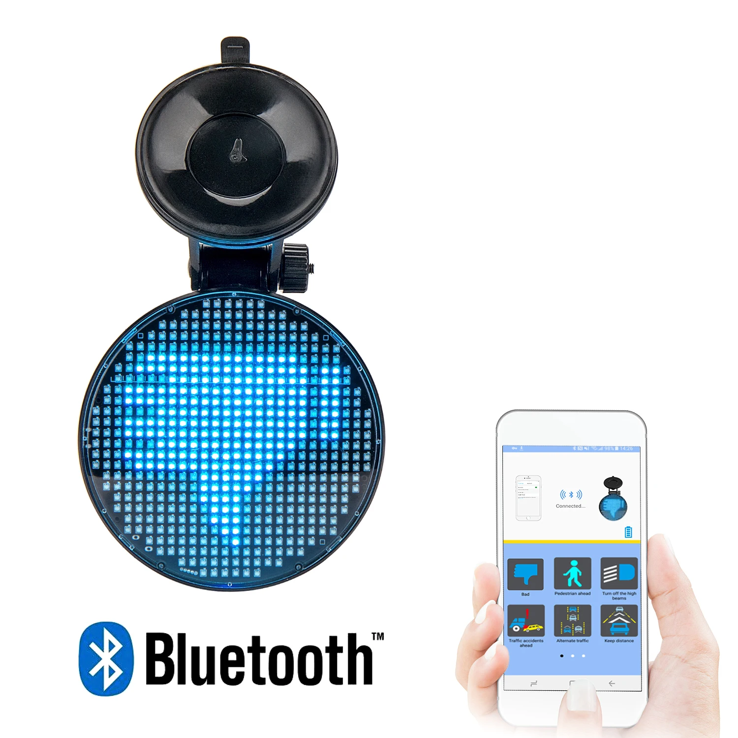 Bluetooth 17 Hoạt Hình Mặt Ô Tô Đèn LED Dấu Hiệu Điều Khiển Giọng Nói Nghi Thức Đêm Tín Hiệu Màn Hình Hiển Thị Biểu Tượng Phía Sau Cửa Sổ Thể Hiện