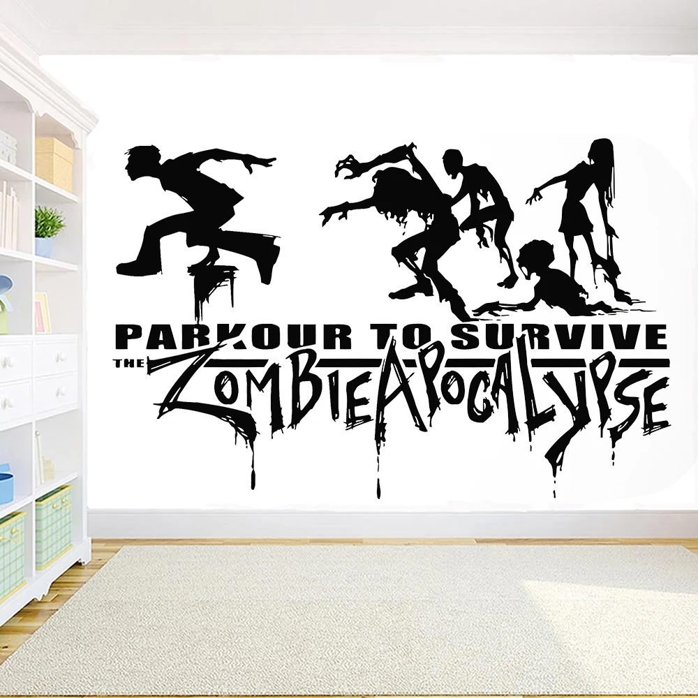 Parkour Wall decor Decals Vinyl Jump Extreme sport Wall Decal Parkour Quotes Removable Home Room Decoration Accessories X533