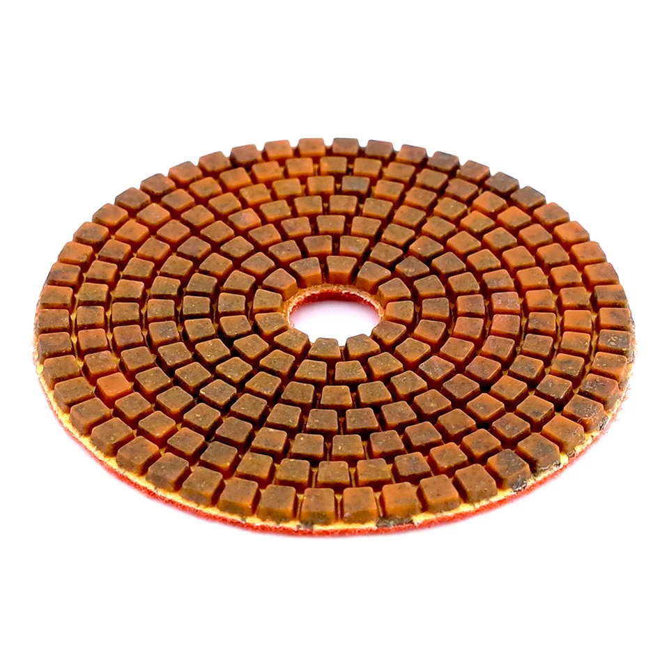 RIJILEI 4PCS Top 4 Inch Wet Dry Diamond Polishing Pads 4 Steps Copper Metal Bonded Polishing Pad For Granite Marble Concrete