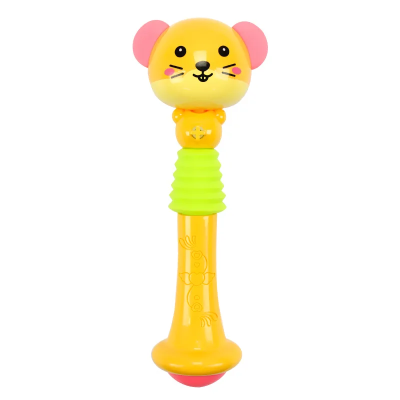 Cartoon Rattles Infant Baby Hand-cranked BB Rod Rattle Toys Fall Resistance With Soft Rubber Rattle Toys