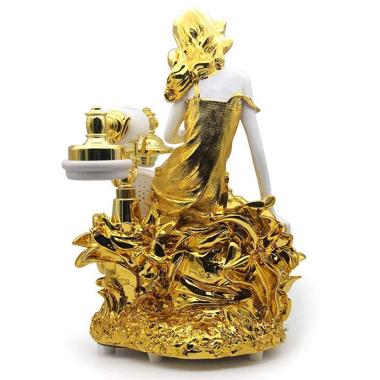 retro fixed Phone Europe Antique Landline Vintage real Telephone for Home house office beauty made of resin metal  gold work