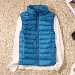 0-10℃ Autumn Winter Women Ultra Light Down Vest Portable White Duck Down Parka Coat Female Sleeveless Slim Thin Waistcoat