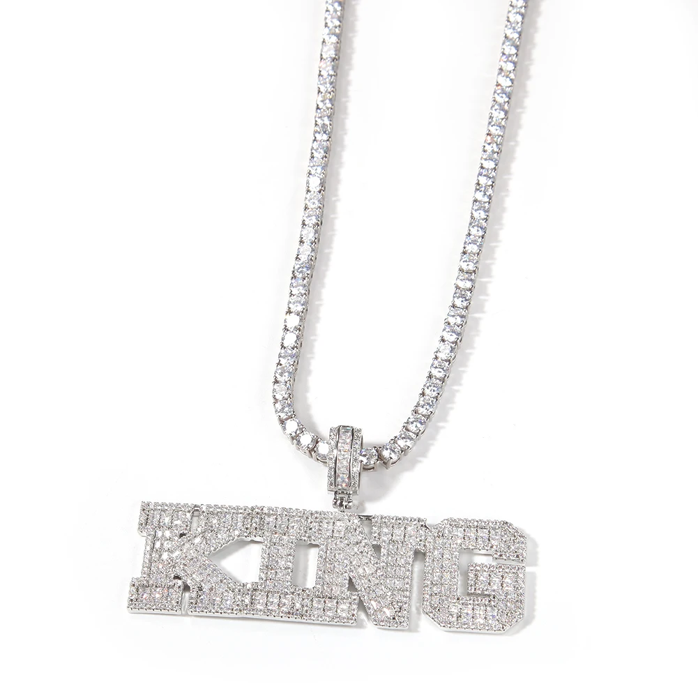 TBTK Customized Name Baguettecz Letter Pendant Iced Out Shinning Cubic Zirconia Personalized Name Necklace Hiphop Jewelry