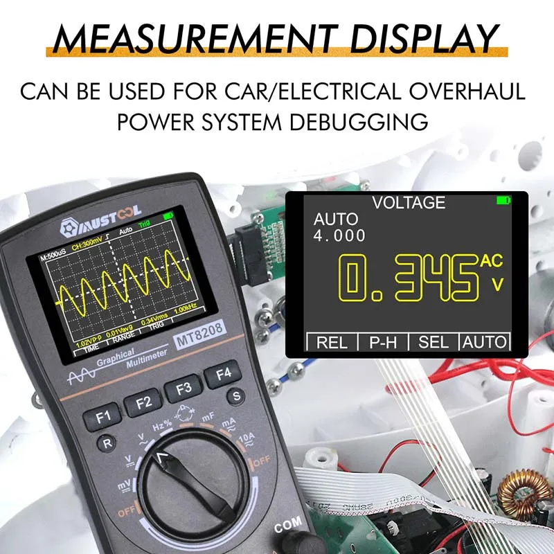 MUSTOOL Upgraded MT8208 2 In 1 HD Intelligent Digital Multimeter Graphical Oscilloscope 2.5Msps Sampling Rate Electronic Test