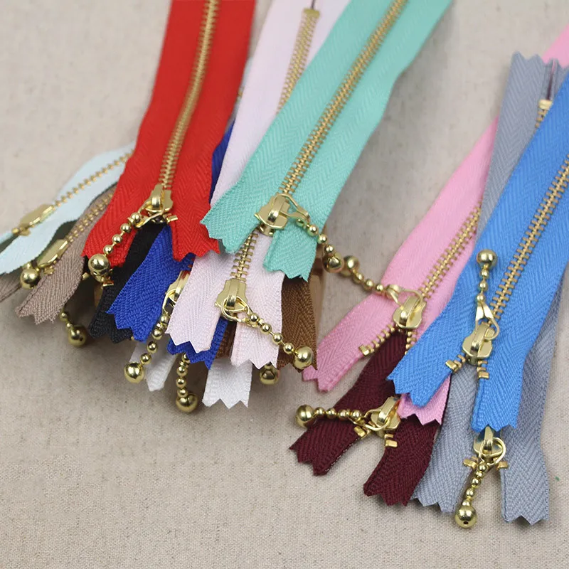 5pcs 3# Gold Metal Zipper Close-end Zip 12/15/20cm for Jeans Bags Sewing Tailor Garments Handbag Craft DIY Accessories