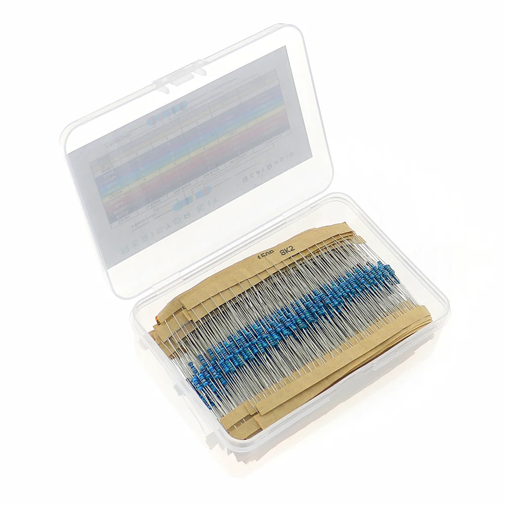 1280pcs 64value 1/4W 1% Metal Film Resistor Assortment Kit 0.25W resistor samples pack