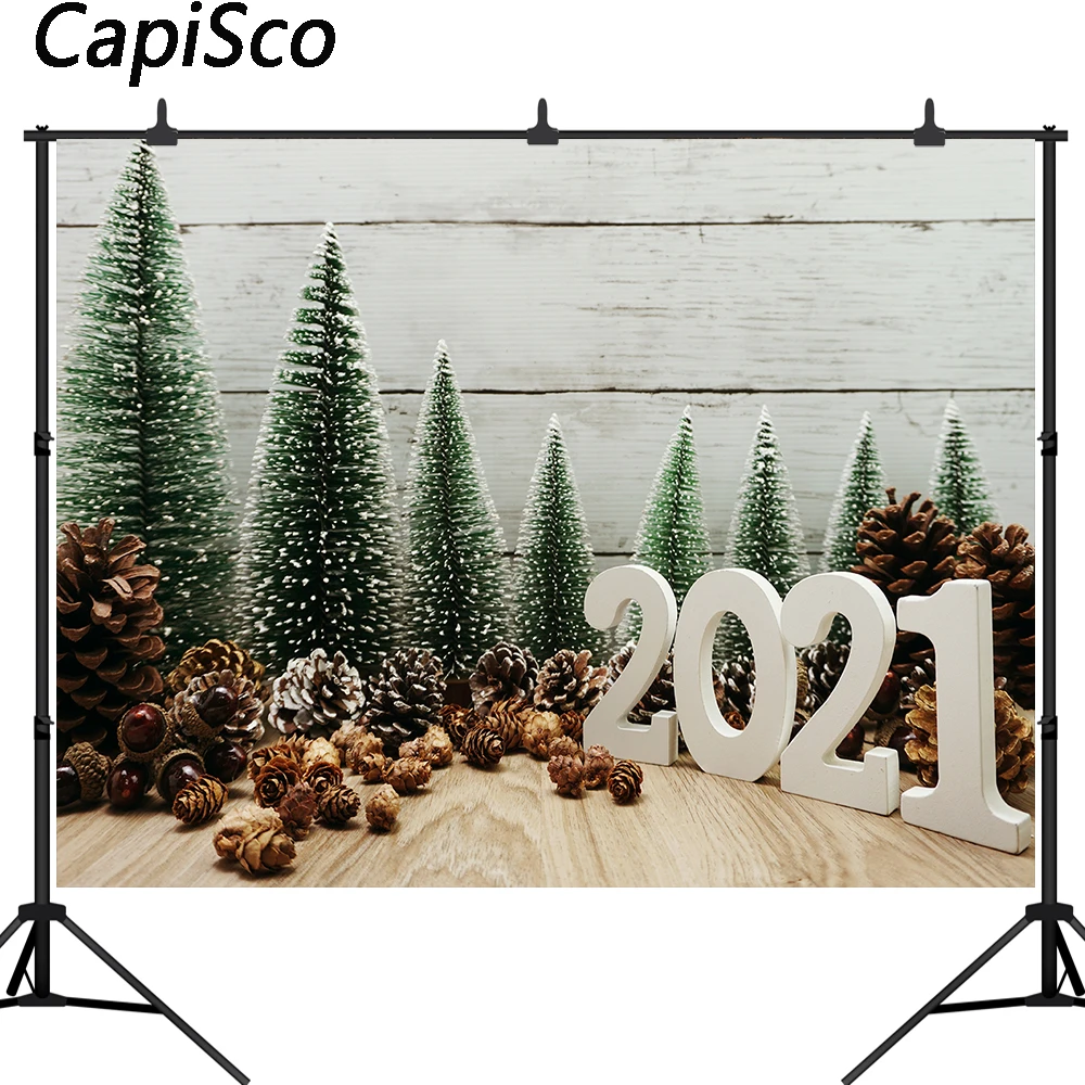 Capisco Christmas Tree Wood Board Pine cones Winter Vinyl Backdrop Baby Portrait Photography Background Photo Studio Photophone