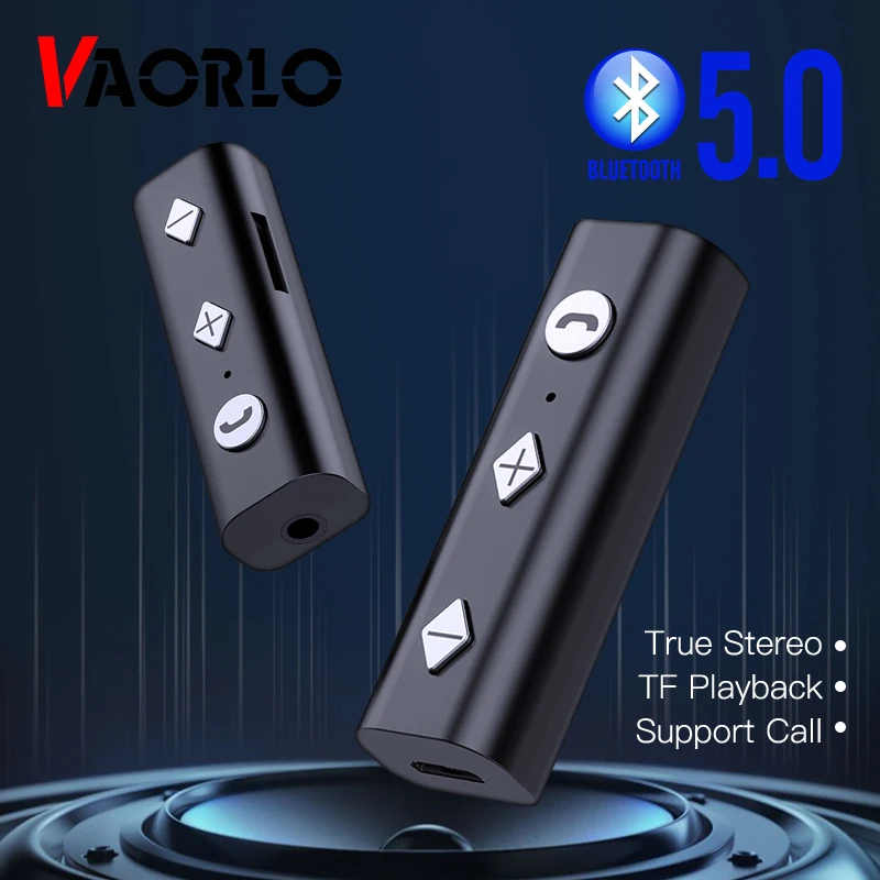 VAORLO Bluetooth 5.0 Audio Receiver Stereo Music Wireless Adapter 3.5MM AUX TF Jack Mini Portable For Xiaomi Car Kit Headphone