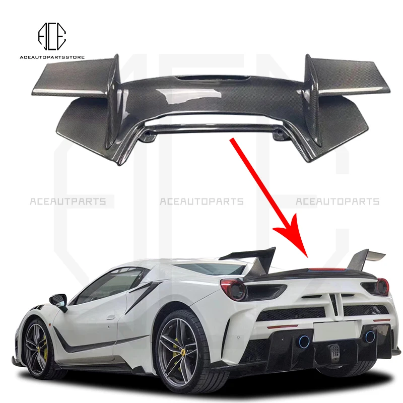 

Real Carbon Fiber Rear Spoiler Wing For Ferrari 488 GTB Body Kit