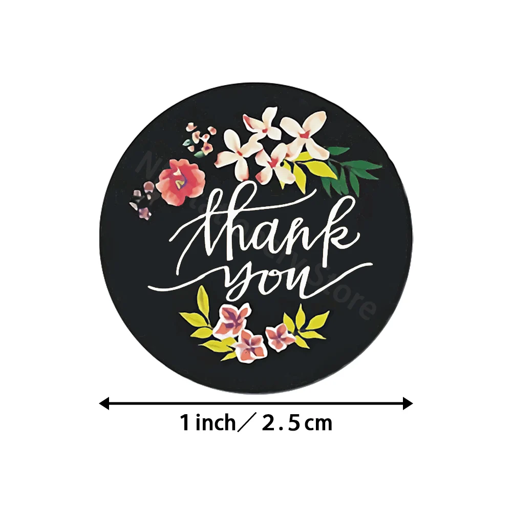 500Pcs ดอกไม้สีขอบคุณสติกเกอร์1นิ้ว Decor ซีลป้ายสำหรับ Handmade Order ของขวัญกระเป๋าซองซีล