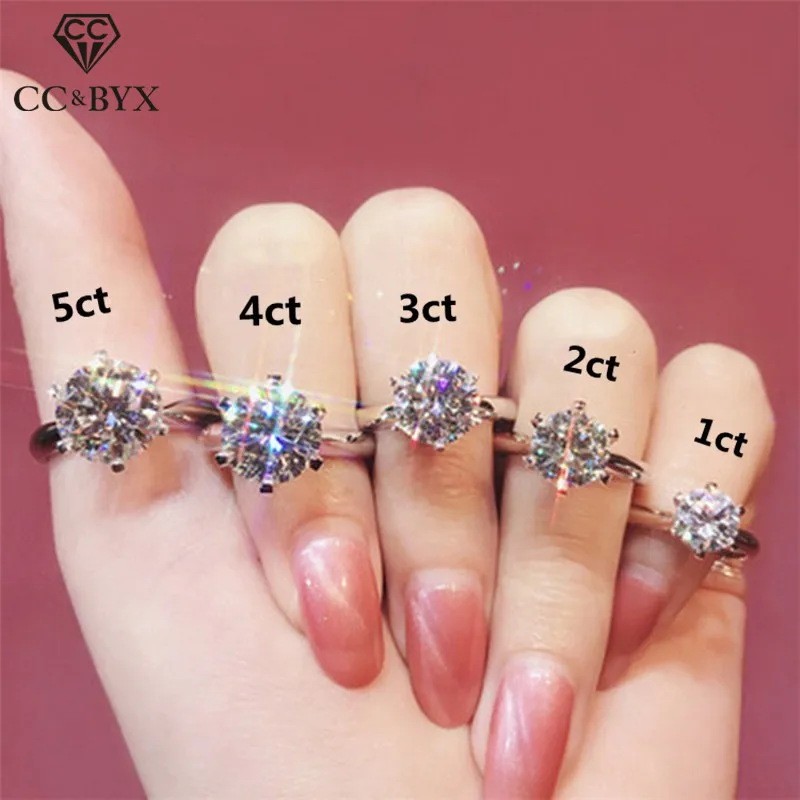 CC Rings For Women Classic Jewelry 6 Claws Cubic Zirconia Bridal Wedding Engagement Accessories Bijoux Drop Shipping CC1611