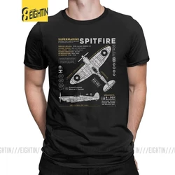 Novelty Spitfire T-Shirt Men 100% Cotton T Shirts Fighter Plane WW2 War Pilot Aircraft Airplane Short Sleeve Tees Party Clothes