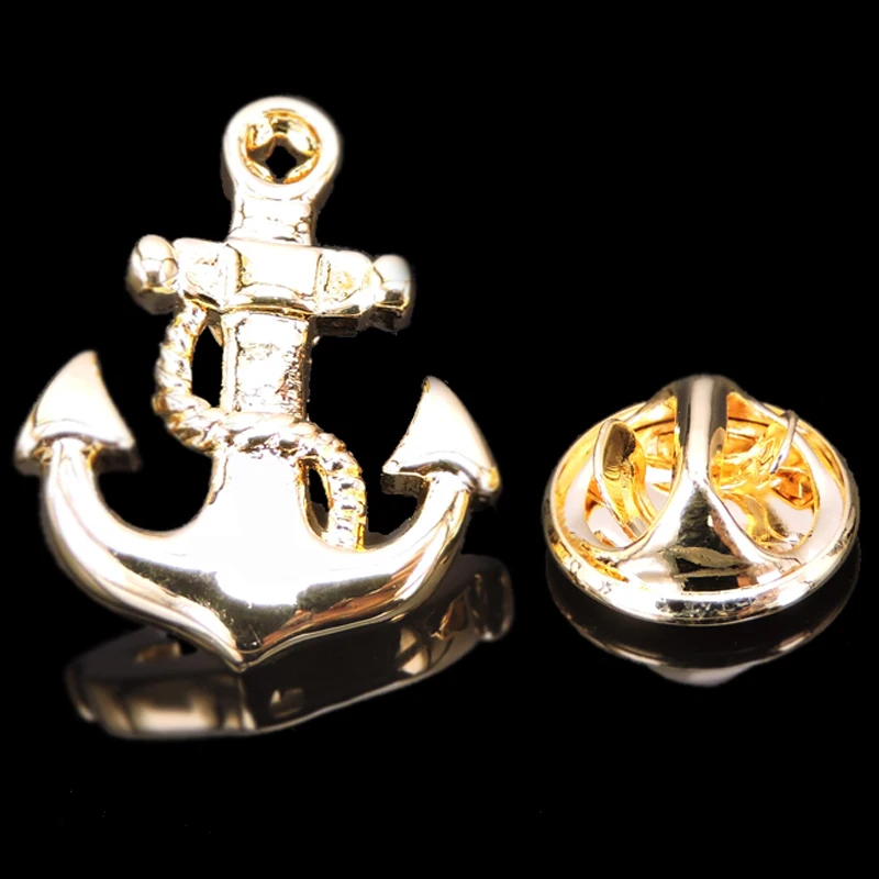 Fashion Brooch Golden Anchor Crown Saxophone Music Wing Horn Stars Golf For Men\'s Suit Collar Lapel Brooches Pin Party Jewelry