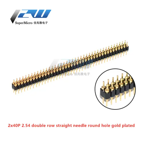 5 Pcs Round Hole Pin Header 2.0MM/2.54MM Pitch Row Female/Male, Single Row 1x40P Row 2x40P Double Row Pin Round Pin Gold Plated - Image 12