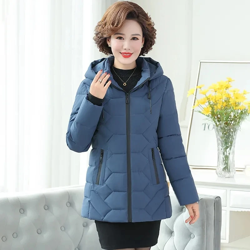 

2023 Winter Mother's Down Cotton Coat Women Middle-Aged And Elderly Women's Padded Jacket Mother Thick Coat With Hooded 860