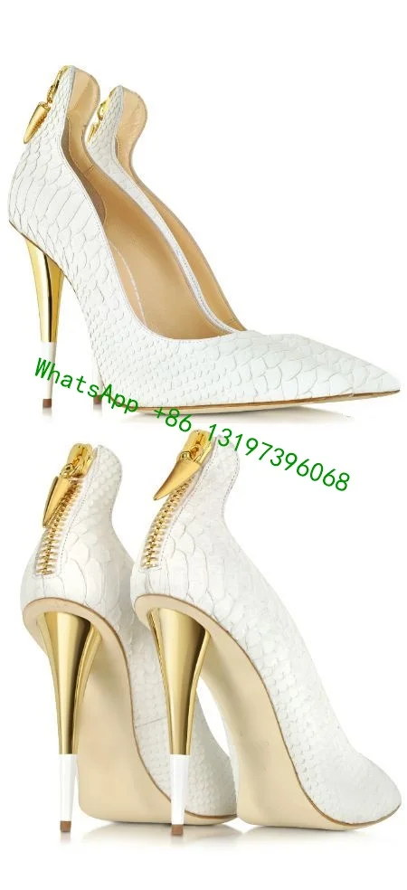 Ladies shoes Pointed crocodile pattern stiletto heels Fashion high heels White shoes Ladies wedding shoes Ladies stiletto heel