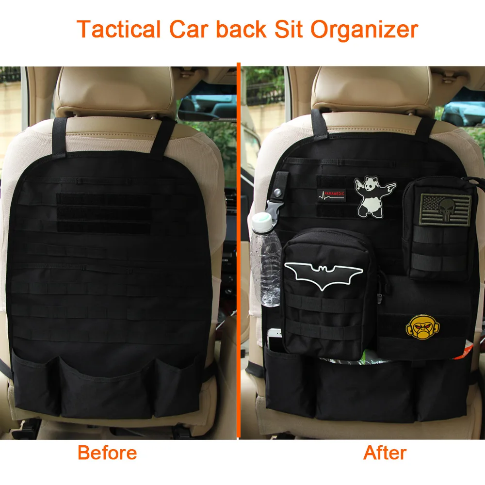 Car Back Seat Organizer Tactical Accessories Molle Pouch Storage Bag Outdoor Self-driving Hunting Seat Cover Bag