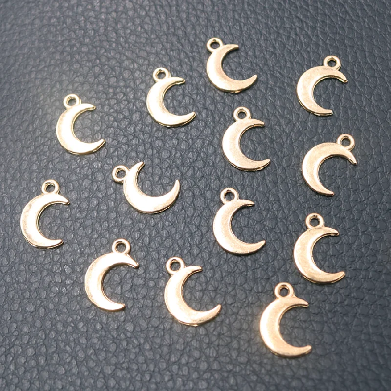 Imagen 5: Mini colgantes de Luna chapados en plata, accesorios de pulsera, dijes DIY para fabricación de joyas, 14x10mm, A601, 50 unidades