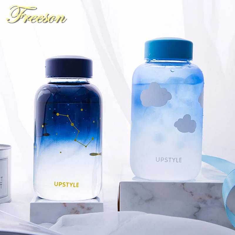 

Sky Glass Water Bottle with Sleeve 600ml Cup Gradient Color Sport Bottles Fashion Camping Bottle Tour Drinkware Drop Shipping