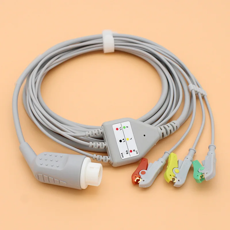 Compatible with 12PIN philips Patient ECG monitor 3 lead cable and electrode connector of Snap/Clip,AHA OR IEC