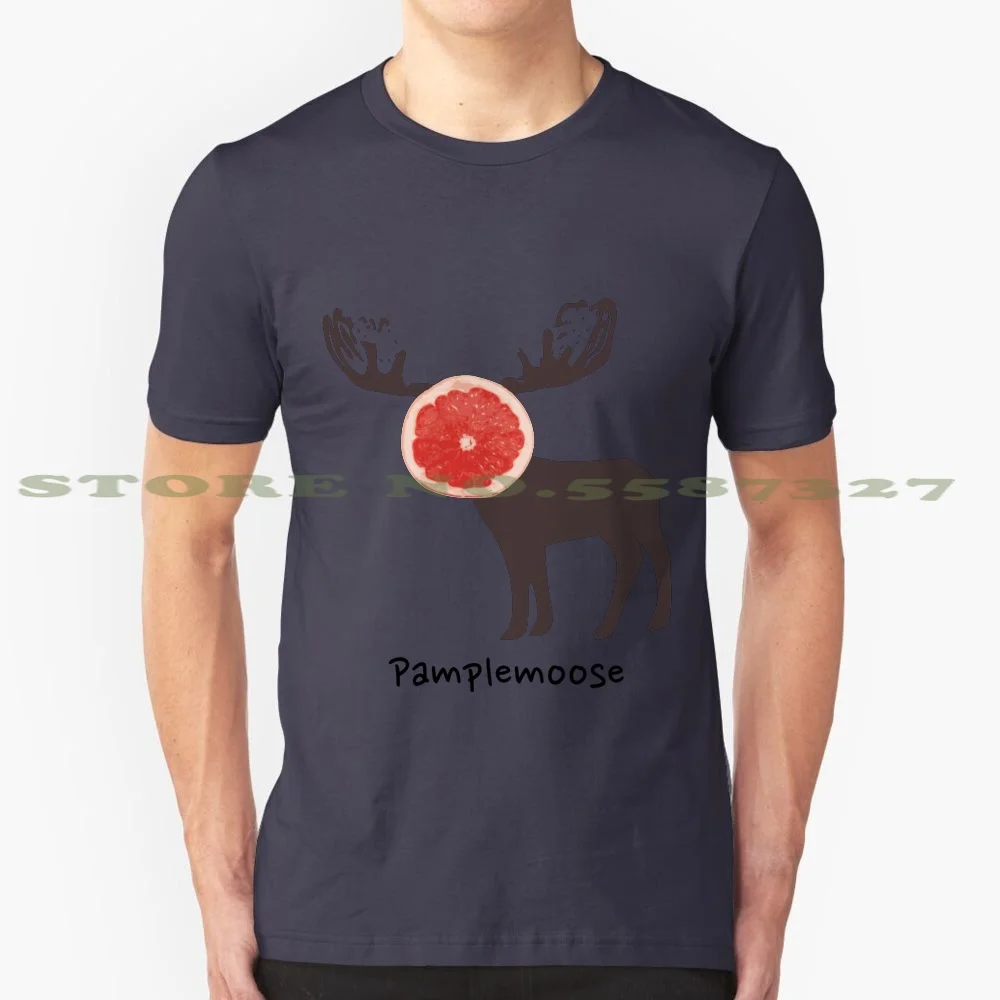 Pamplemoose 100% Cotton T-Shirt Cute Funny Grapefruit Fruit Animal Pamplemousse French Canada Canadian Moose Quebec France Pun