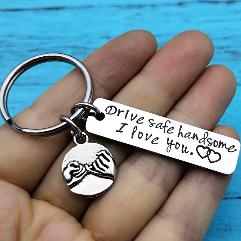 Drive Safe I Need You Here with Me Keychain for Boyfriend Husband Dad Gifts