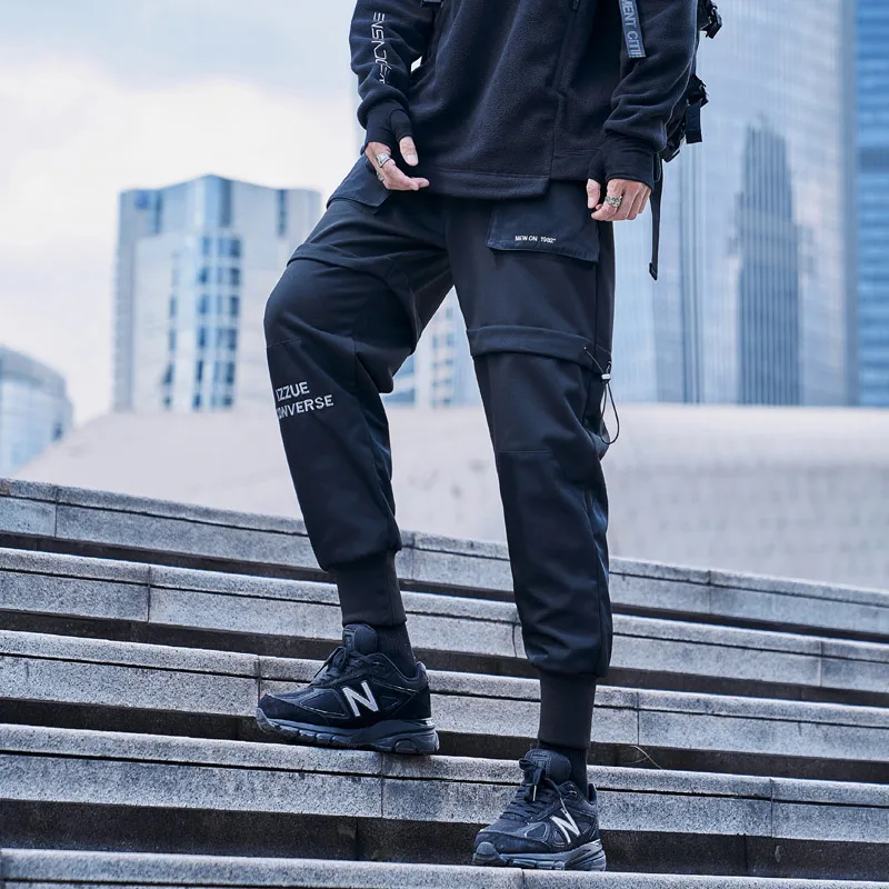 

Elena Store New Fashion Mens Hip Hop Cargo Pants Streetwear Pants Black Joggers Sweatpant Multi-Pocket Casual Harem Pants