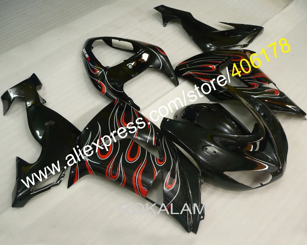 2006 2007 ZX-10R Fairing For Kawasaki Ninja ZX10R 06 07 Red White Flame Sport Bike Fairings Complete Set (Injection Molding)