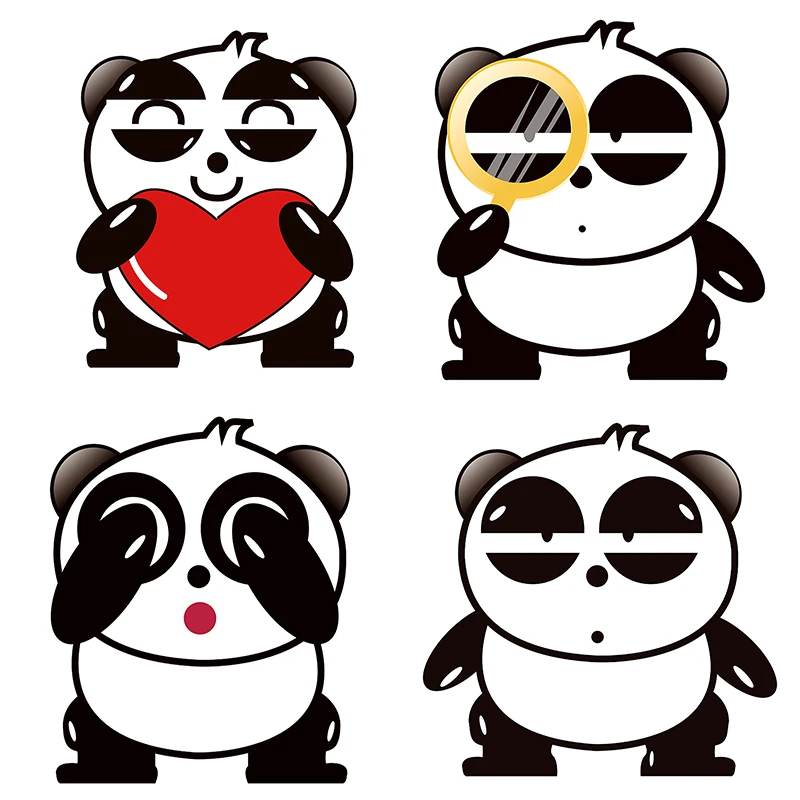 Three Ratels QC489 Funny panda wall stickers for home decoration PVC Refrigerator label wall stickers for bathroom